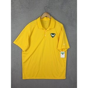 Nike Polo Shirt Mens XL Yellow Golf Performance Wayne state University New Rugby